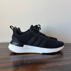 Adidas Black Running Shoes with White and Tan Accents